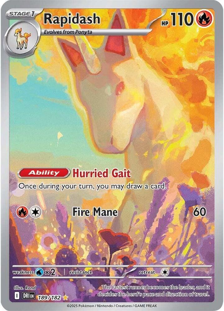 Rapidash - Illustration Rare SV10: Destined Rivals 189/182 NM (Back)