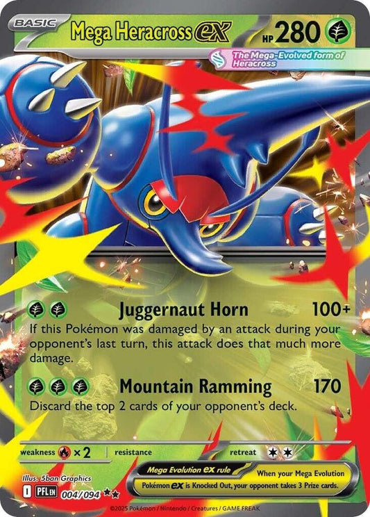 Mega Heracross ex Double Rare ME02: Phantasmal Flames 004/094 NM (Back)