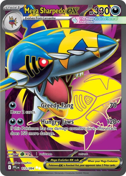 Mega Sharpedo ex Ultra Rare ME02: Phantasmal Flames 113/094 NM