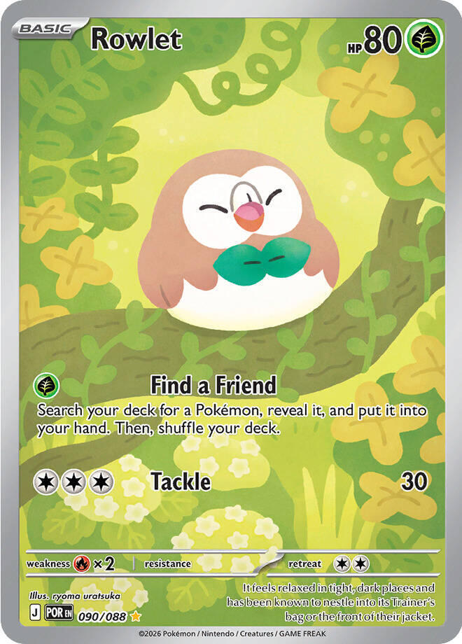 Rowlet Illustration Rare ME03: Perfect Order 090/088 NM