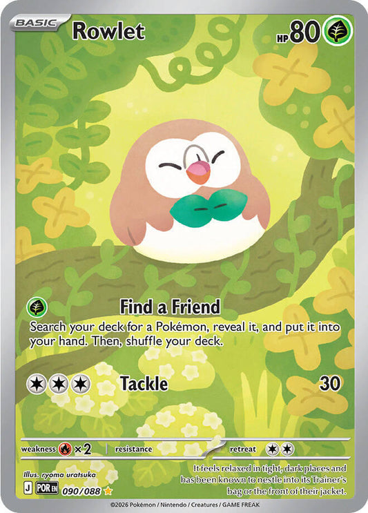 Rowlet Illustration Rare ME03: Perfect Order 090/088 NM