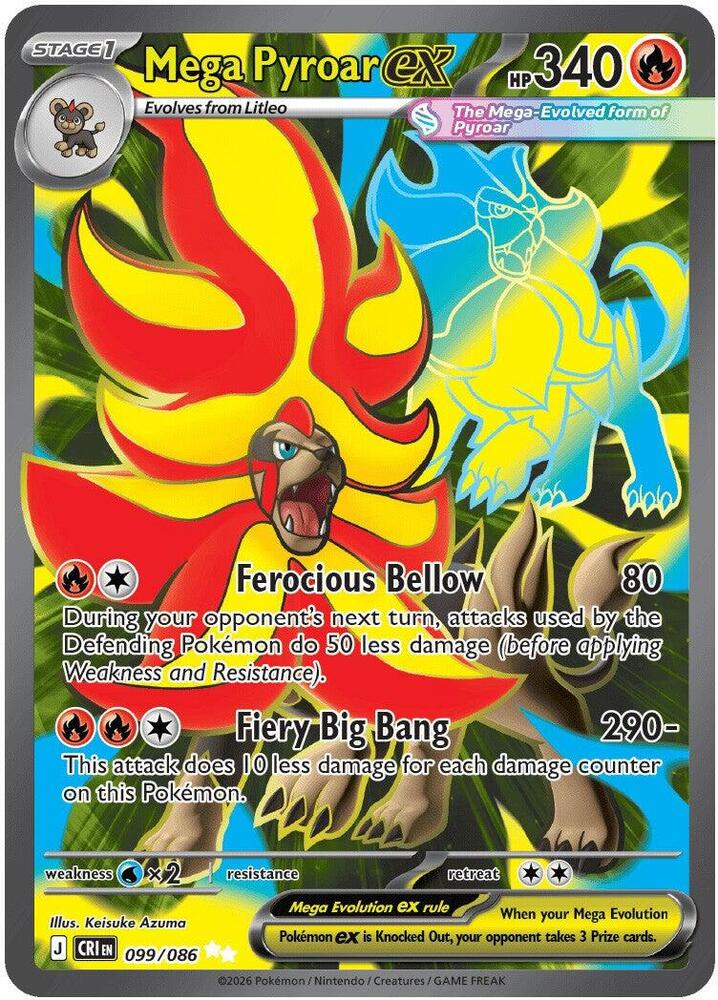Mega Pyroar ex Ultra Rare ME04: Chaos Rising 099/086 NM