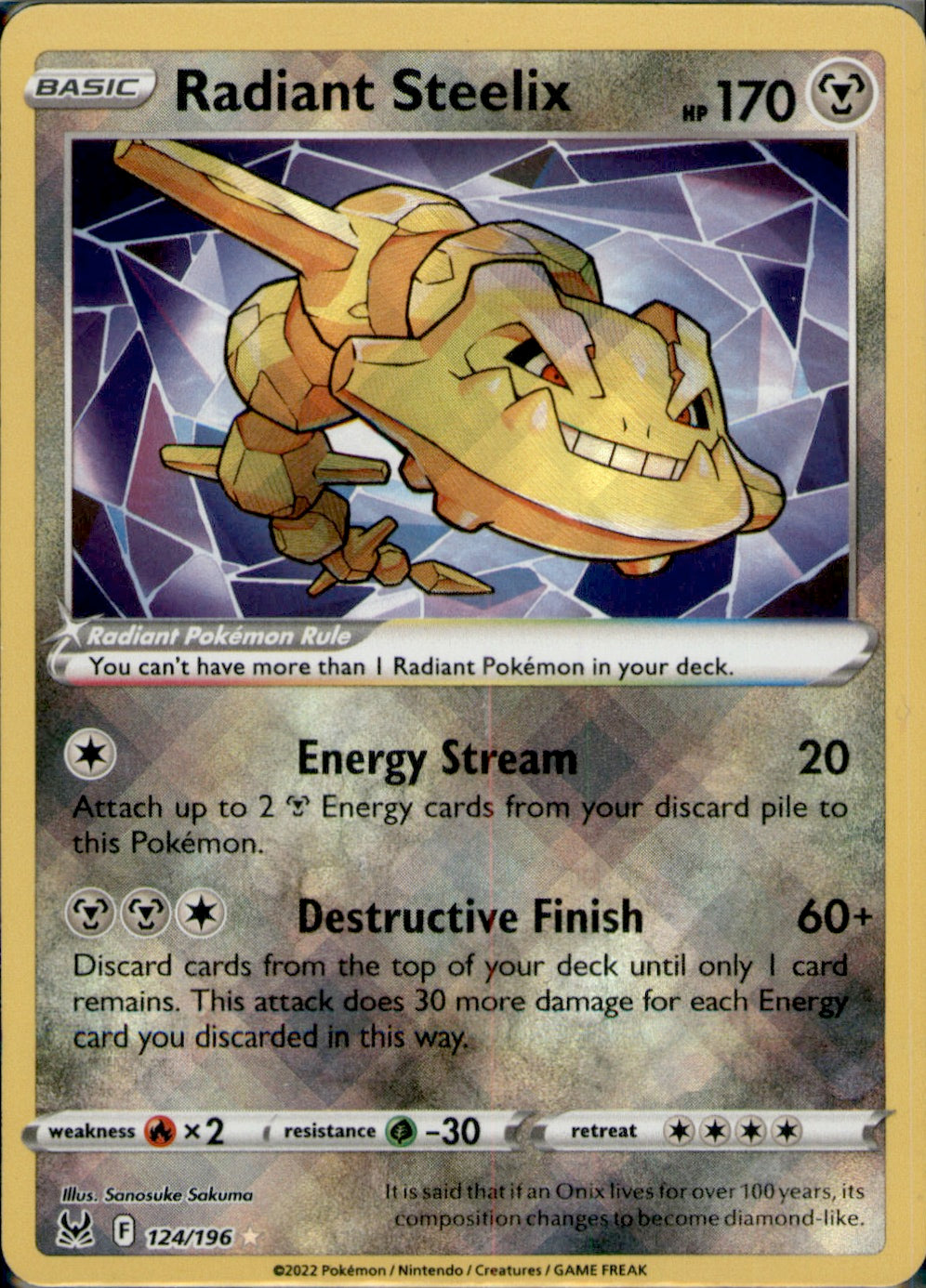 Radiant Steelix Radiant Rare SWSH11: Lost Origin 124/196 NM