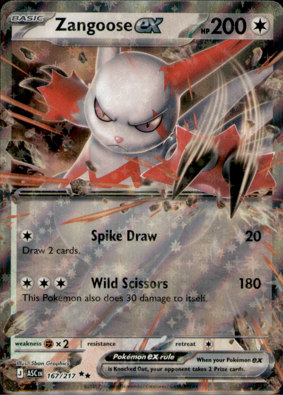 Zangoose ex Double Rare ME: Ascended Heroes 167/217 NM