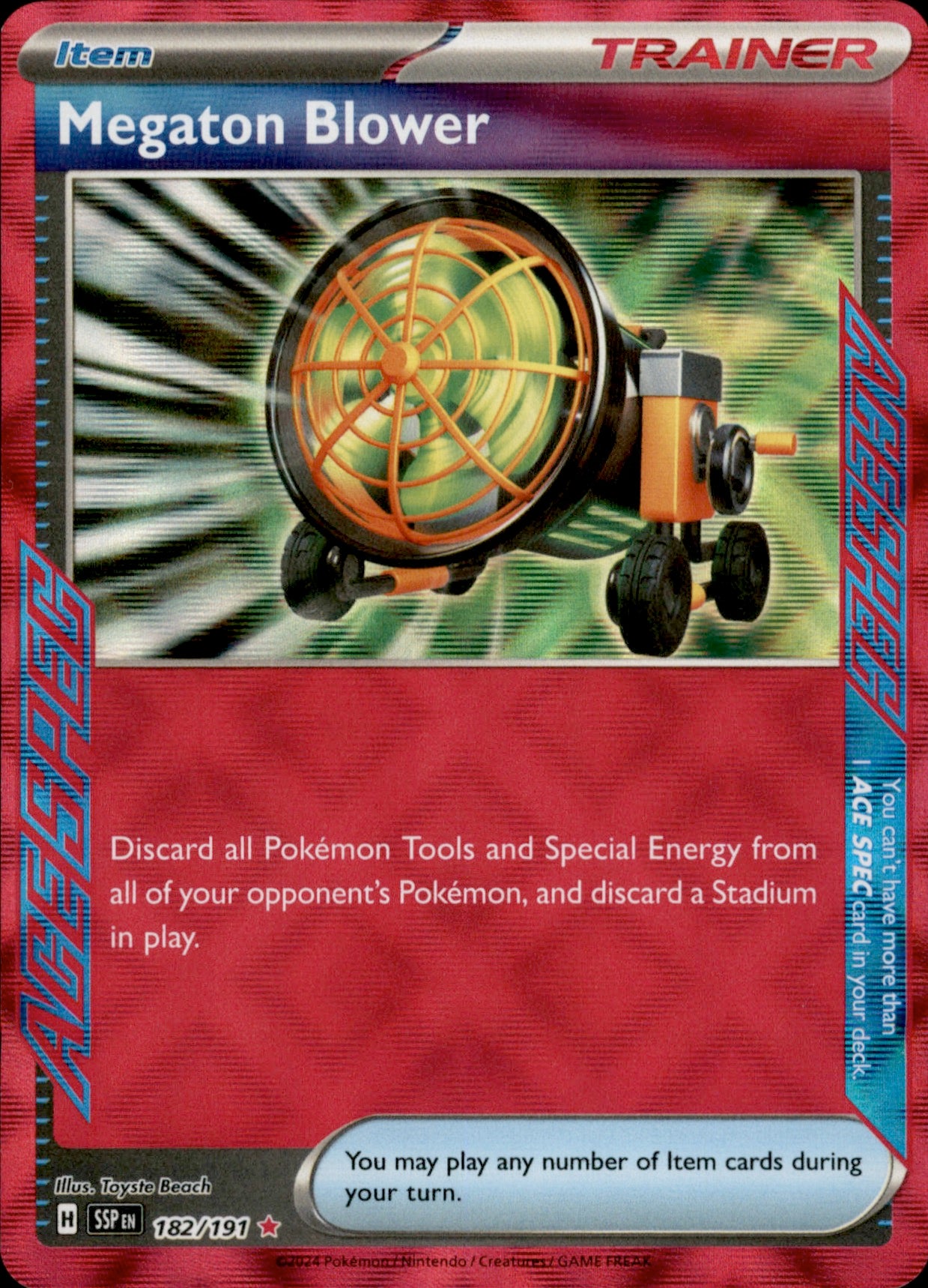 Megaton Blower ACE SPEC Rare SV08: Surging Sparks 182/191 NM