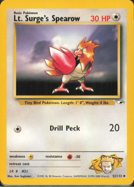 Lt. Surge's Spearow (52) Uncommon Gym Heroes 052/132 LP