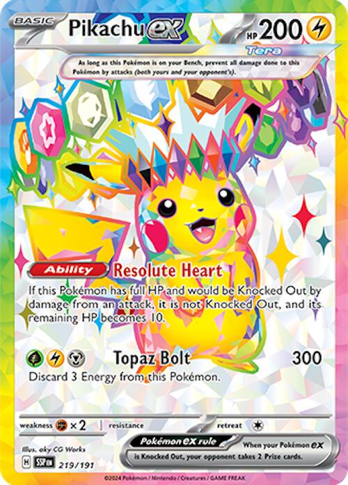 Pikachu ex Ultra Rare SV08: Surging Sparks 219/191 NM