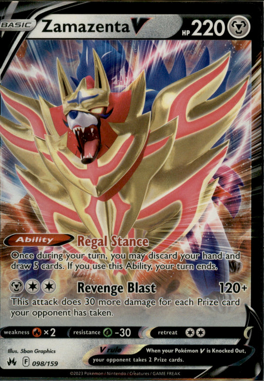 Zamazenta V Ultra Rare Crown Zenith 098/159 NM