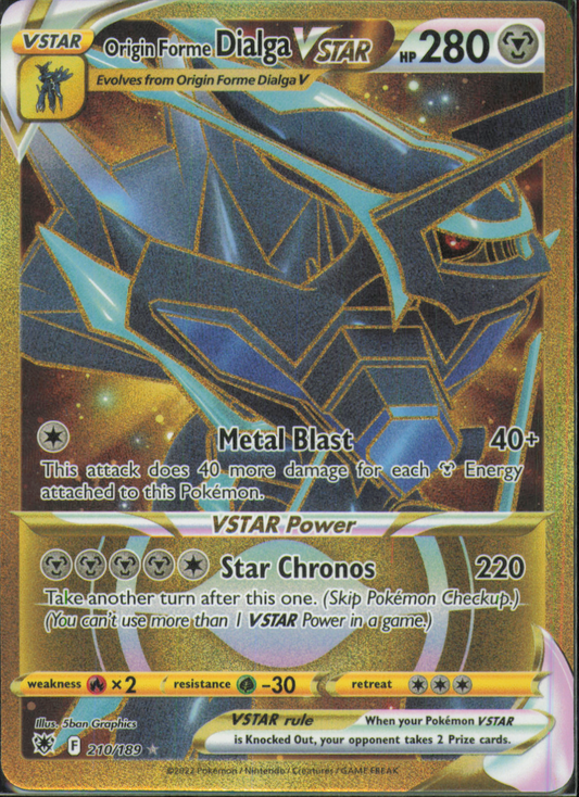 Origin Forme Dialga VSTAR - Secret Rare SWSH10: Astral Radiance 210/189 NM