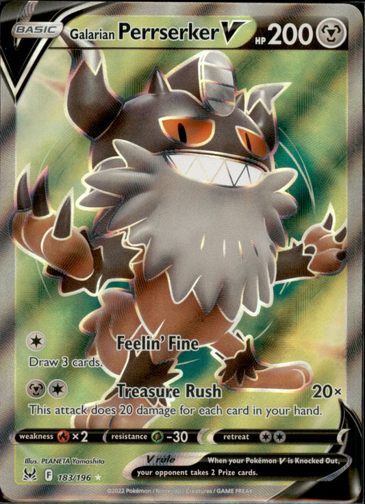 Galarian Perrserker V (Full Art) Ultra Rare SWSH11: Lost Origin 183/196 NM
