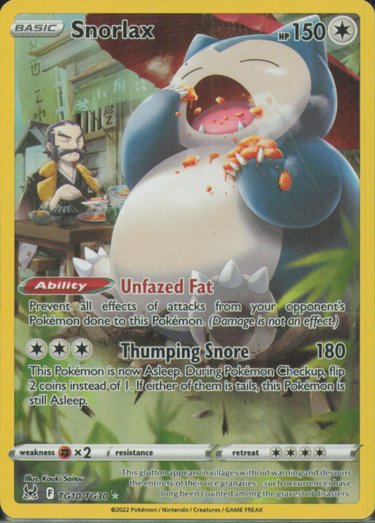 Snorlax Ultra Rare SWSH11: Lost Origin Trainer Gallery TG10/TG30 NM