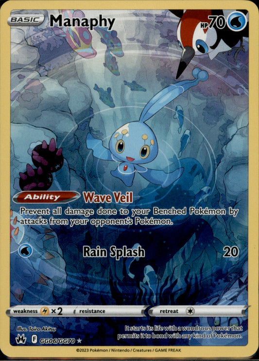 Manaphy Ultra Rare Crown Zenith: Galarian Gallery GG06/GG70 NM