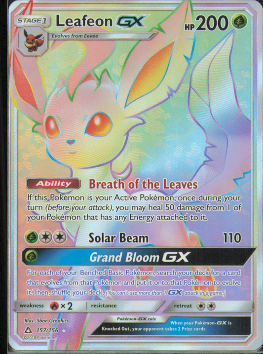 Leafeon GX (Secret Rare) Secret Rare SM - Ultra Prism 157/156 NM