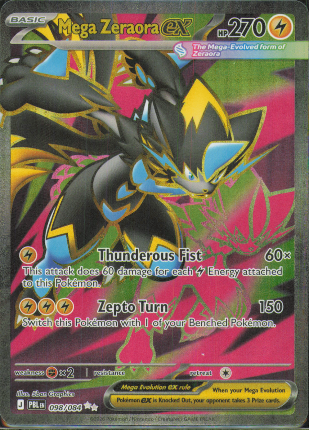 Mega Zeraora ex Ultra Rare ME05: Pitch Black 098/084 NM