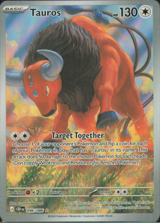 Tauros Illustration Rare ME04: Chaos Rising 096/086 NM