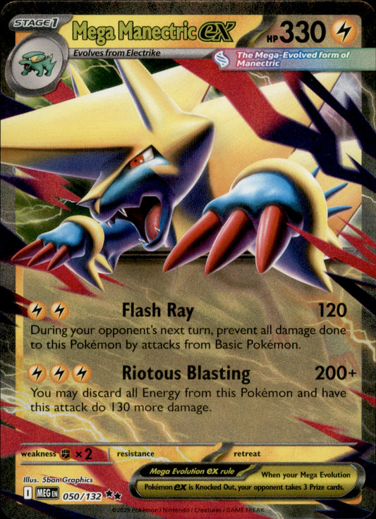 Mega Manectric ex Double Rare ME01: Mega Evolution 050/132 NM