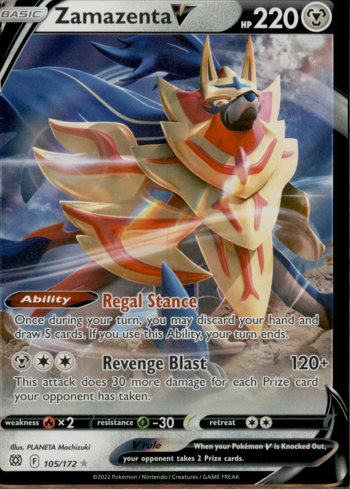 Zamazenta V Ultra Rare SWSH09: Brilliant Stars 105/172 NM
