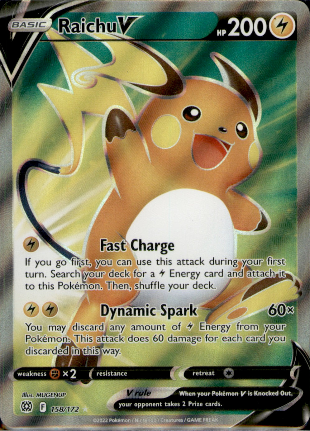 Raichu V (Full Art) Ultra Rare SWSH09: Brilliant Stars 158/172 NM
