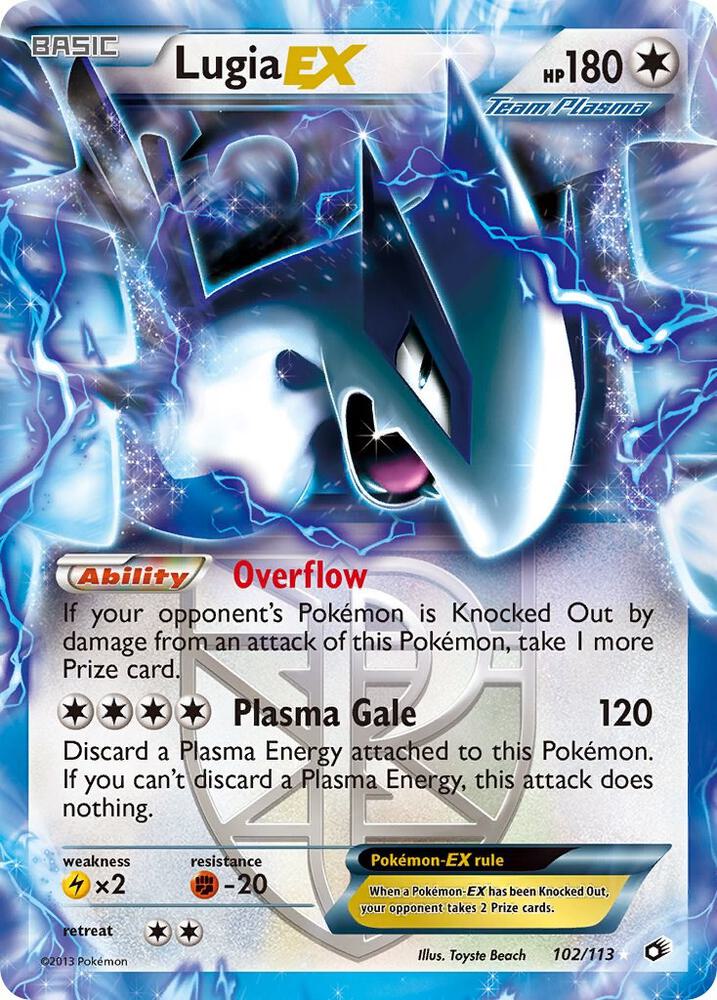 Lugia EX (Team Plasma) Ultra Rare Legendary Treasures 102/113 NM (Back)