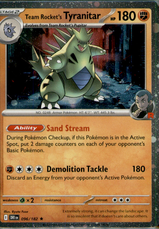 Team Rocket's Tyranitar (Cosmos Holo) Rare SV10: Destined Rivals 096/182 NM