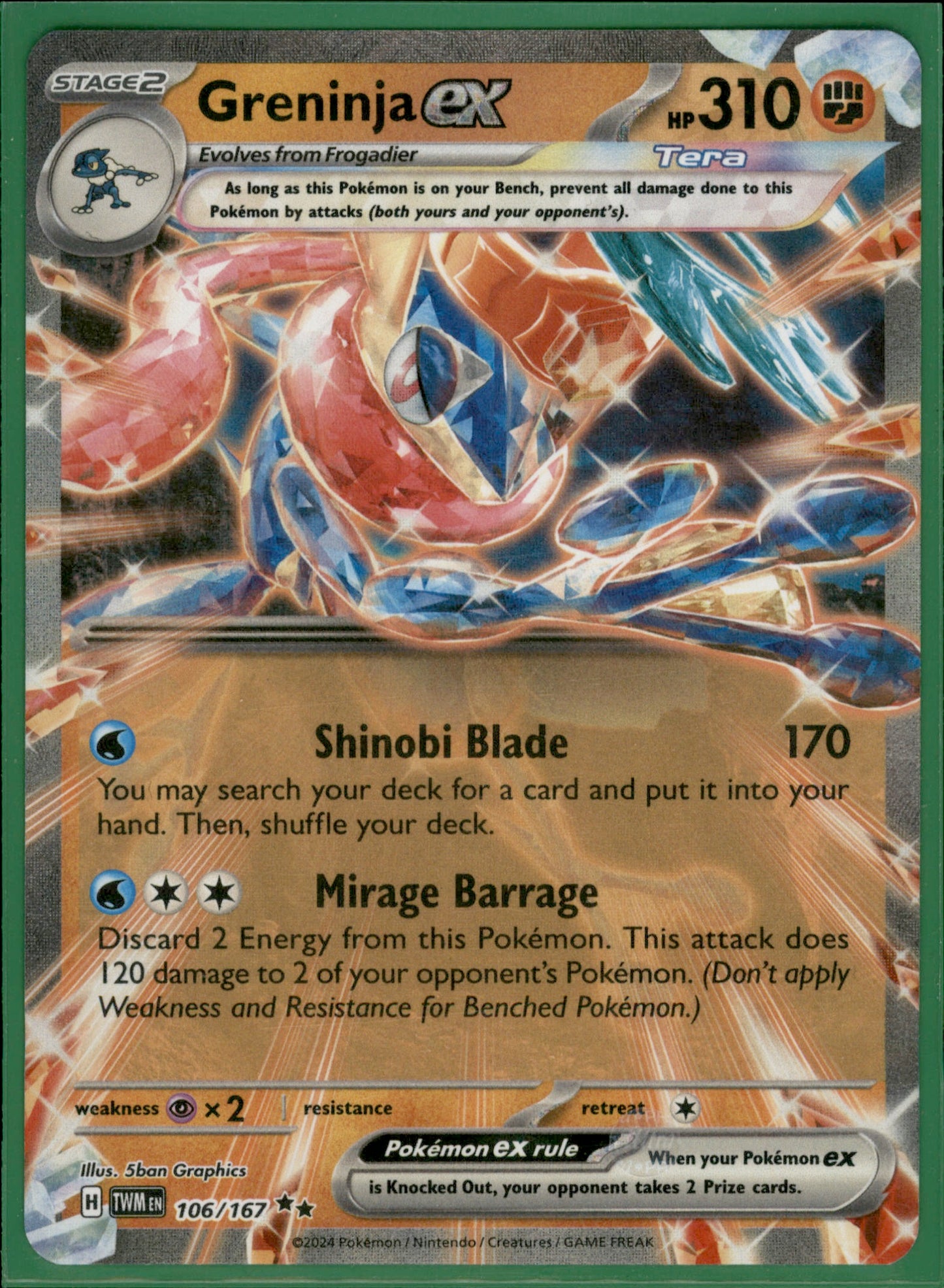 Greninja ex - Double Rare SV06: Twilight Masquerade 106/167 NM