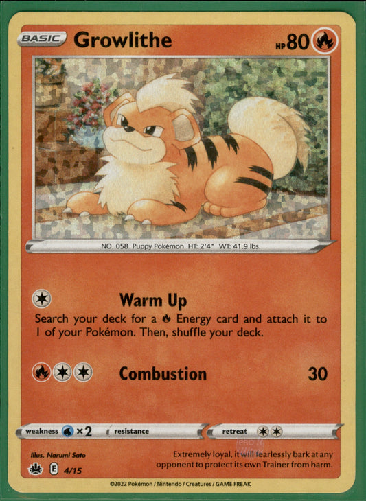 Growlithe - 4/15 Promo McDonald's Promos 2022 004/015 NM