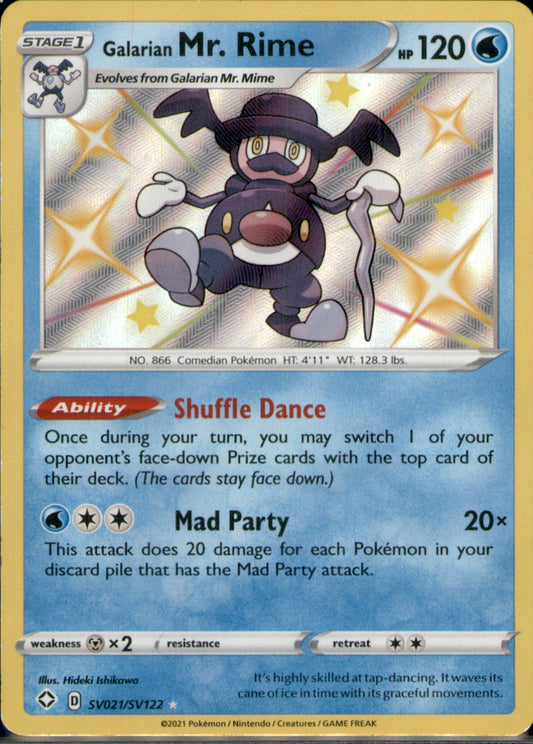 Galarian Mr. Rime Shiny Holo Rare Shining Fates: Shiny Vault SV021/SV122 NM