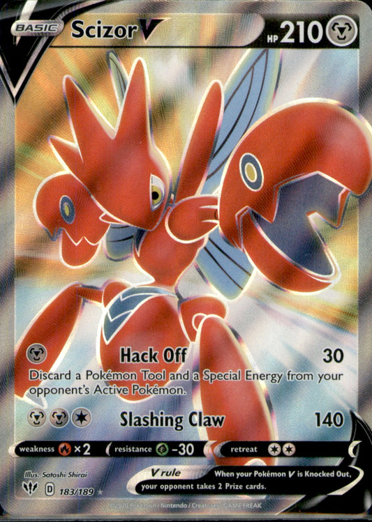 Scizor V (Full Art) Ultra Rare SWSH03: Darkness Ablaze 183/189 NM