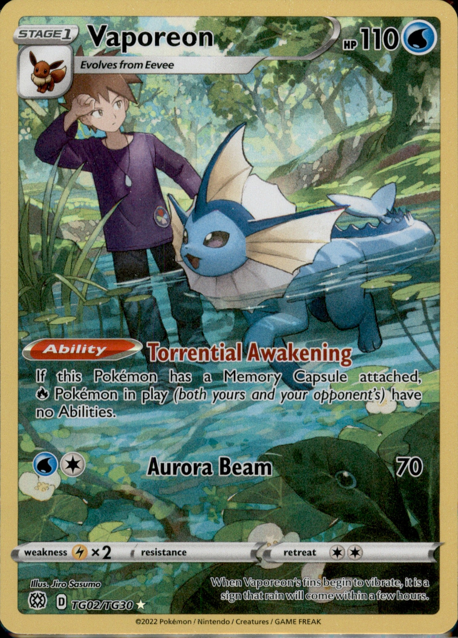 Vaporeon Ultra Rare SWSH09: Brilliant Stars Trainer Gallery TG02/TG30 NM