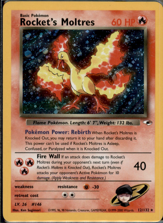 Rocket's Moltres Holo Rare Gym Heroes 012/132 LP