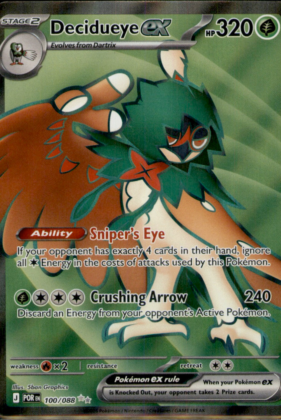 Decidueye ex Ultra Rare ME03: Perfect Order 100/088 NM