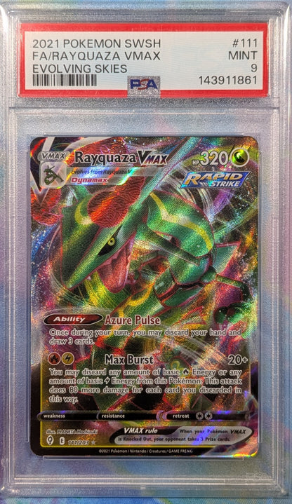 PSA 9 Rayquaza VMAX Ultra Rare SWSH07: Evolving Skies 111/203 NM