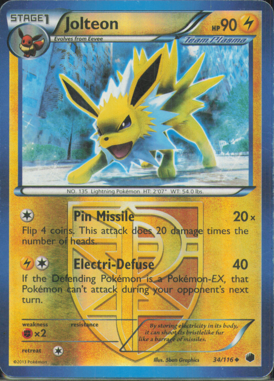Jolteon (Team Plasma) Uncommon Plasma Freeze 34/116 MP