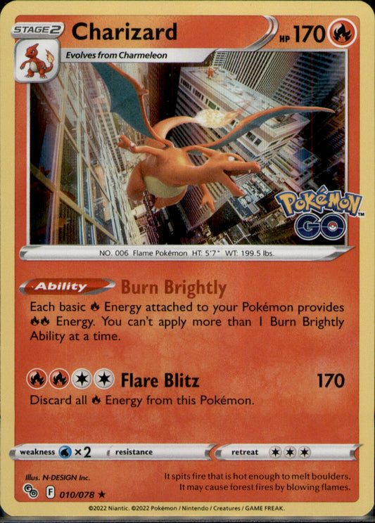 Charizard Holo Rare Pokemon GO 010/078 NM