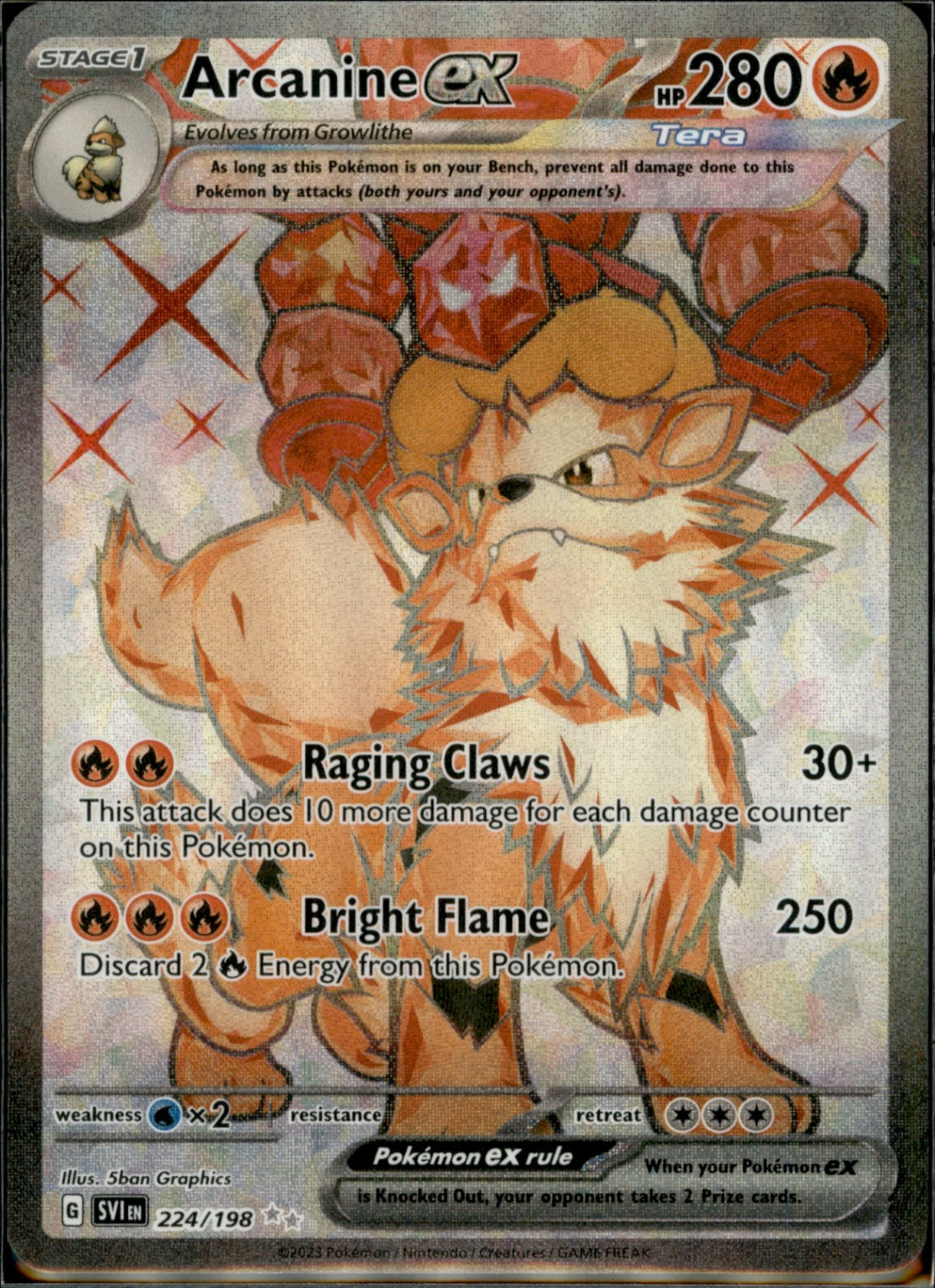 Arcanine ex Ultra Rare SV01: Scarlet & Violet Base Set 224/198 NM