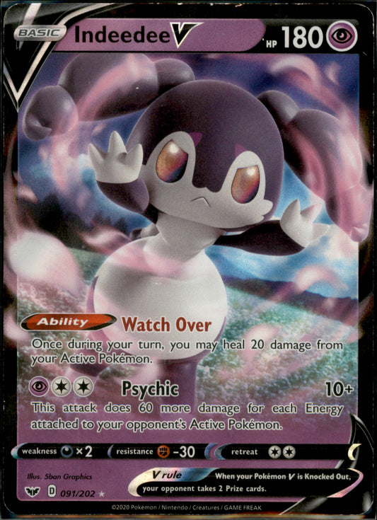 Indeedee V Ultra Rare SWSH01: Sword & Shield Base Set 091/202 NM