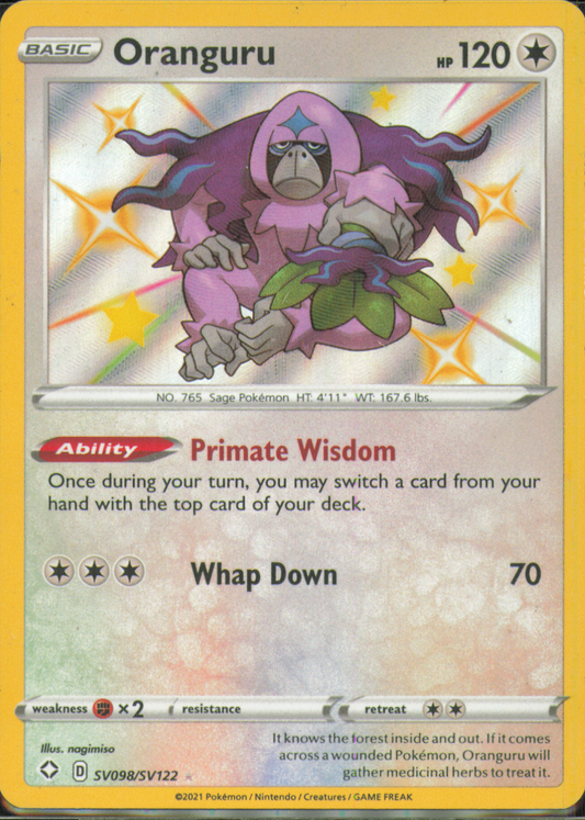 Oranguru Shiny Holo Rare Shining Fates: Shiny Vault SV098/SV122 NM
