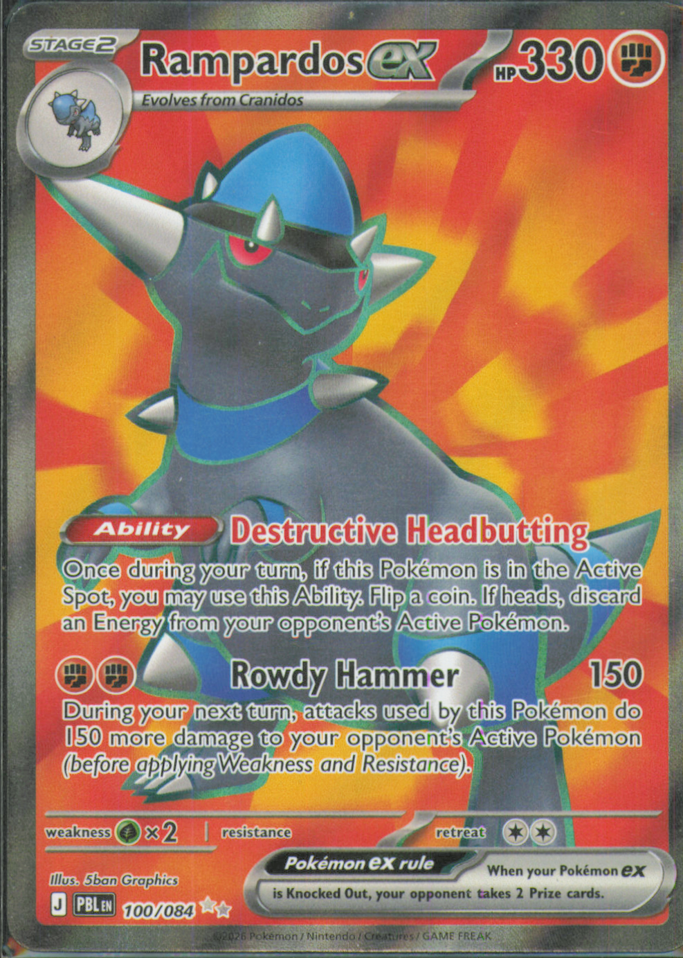 Rampardos ex Ultra Rare ME05: Pitch Black 100/084 NM