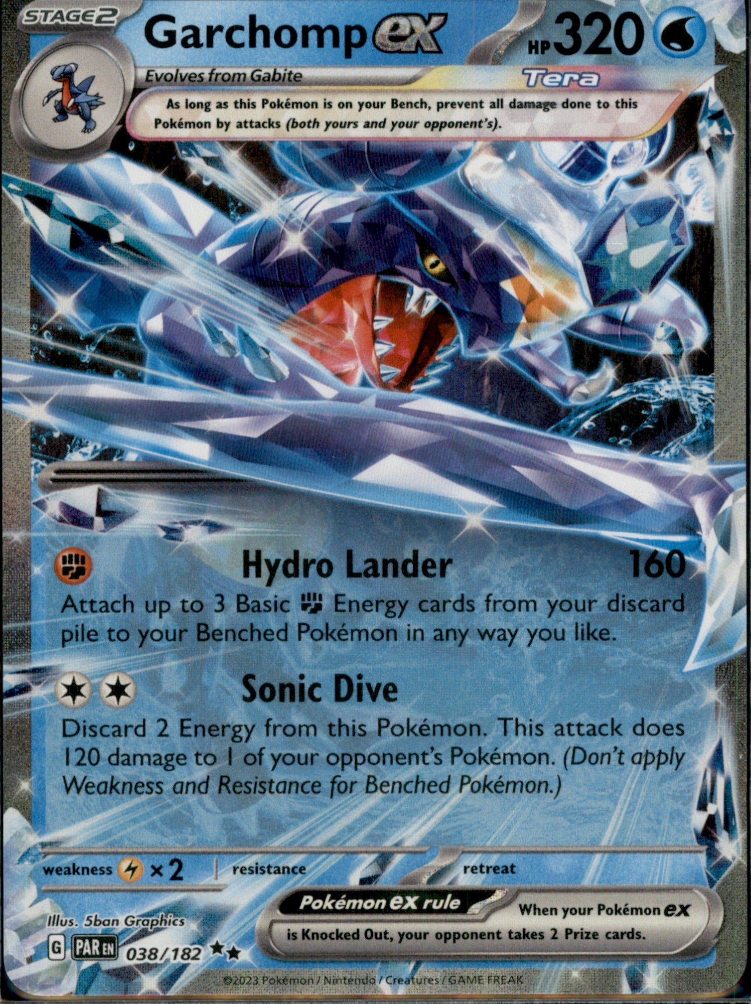 Garchomp ex - Double Rare SV04: Paradox Rift 038/182 NM