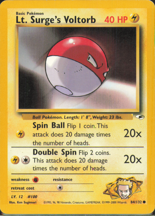 Lt. Surge's Voltorb Common Gym Heroes 084/132 LP