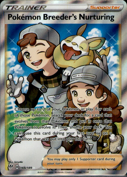 Pokemon Breeder's Nurturing (Full Art) Ultra Rare SWSH03: Darkness Ablaze 188