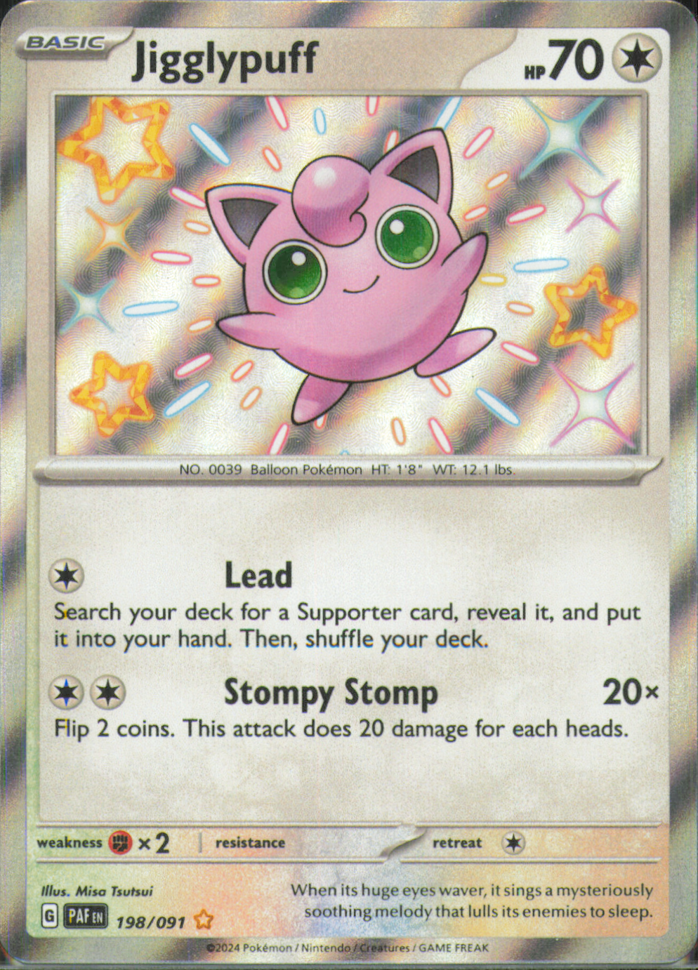 Jigglypuff Shiny Rare SV: Paldean Fates 198/091 NM