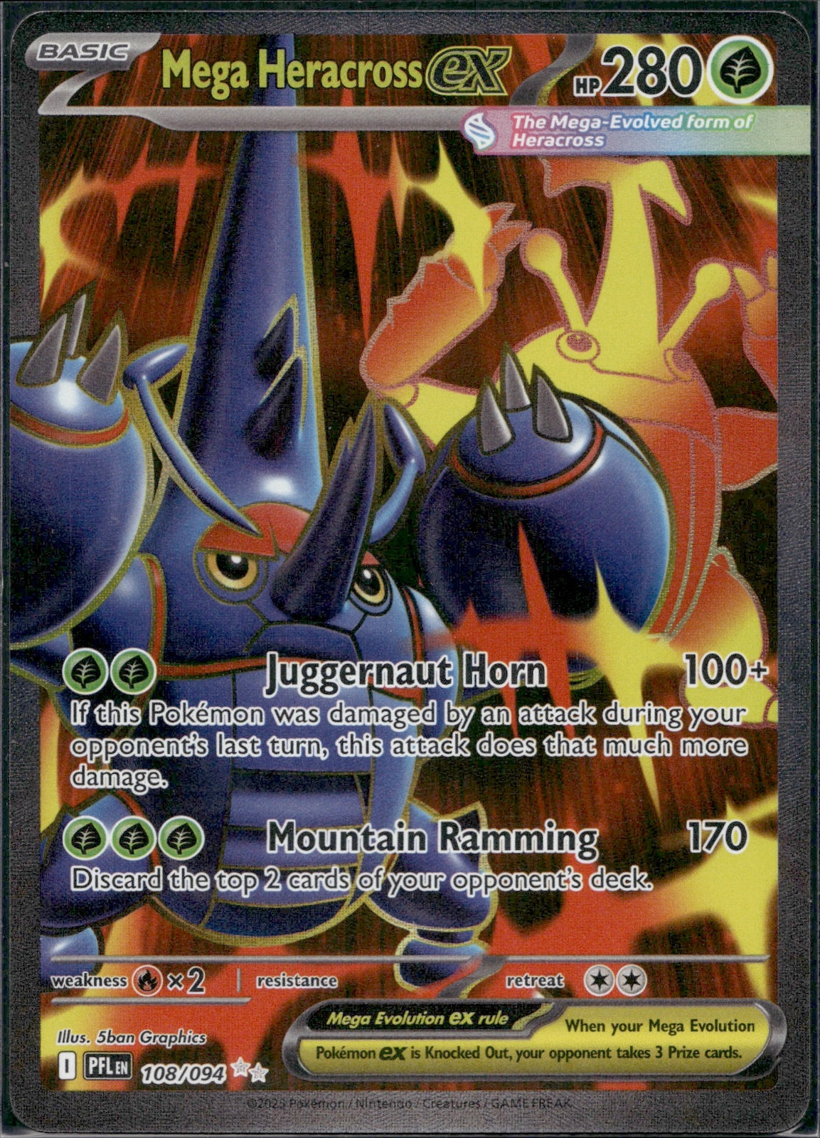 Mega Heracross ex Ultra Rare ME02: Phantasmal Flames 108/094 NM