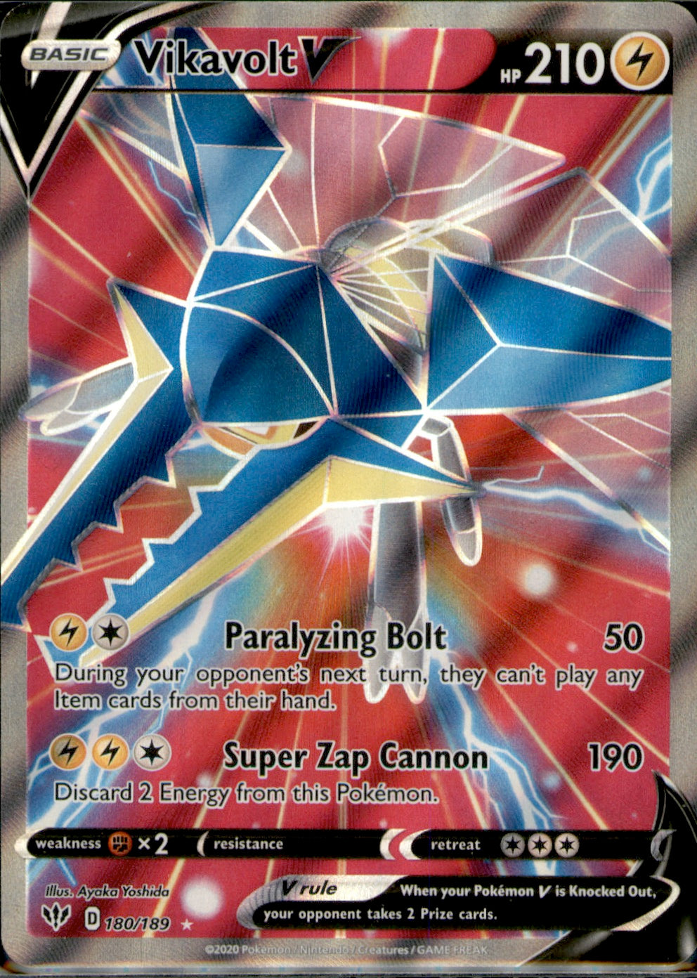 Vikavolt V (Full Art) Ultra Rare SWSH03: Darkness Ablaze 180/189 NM