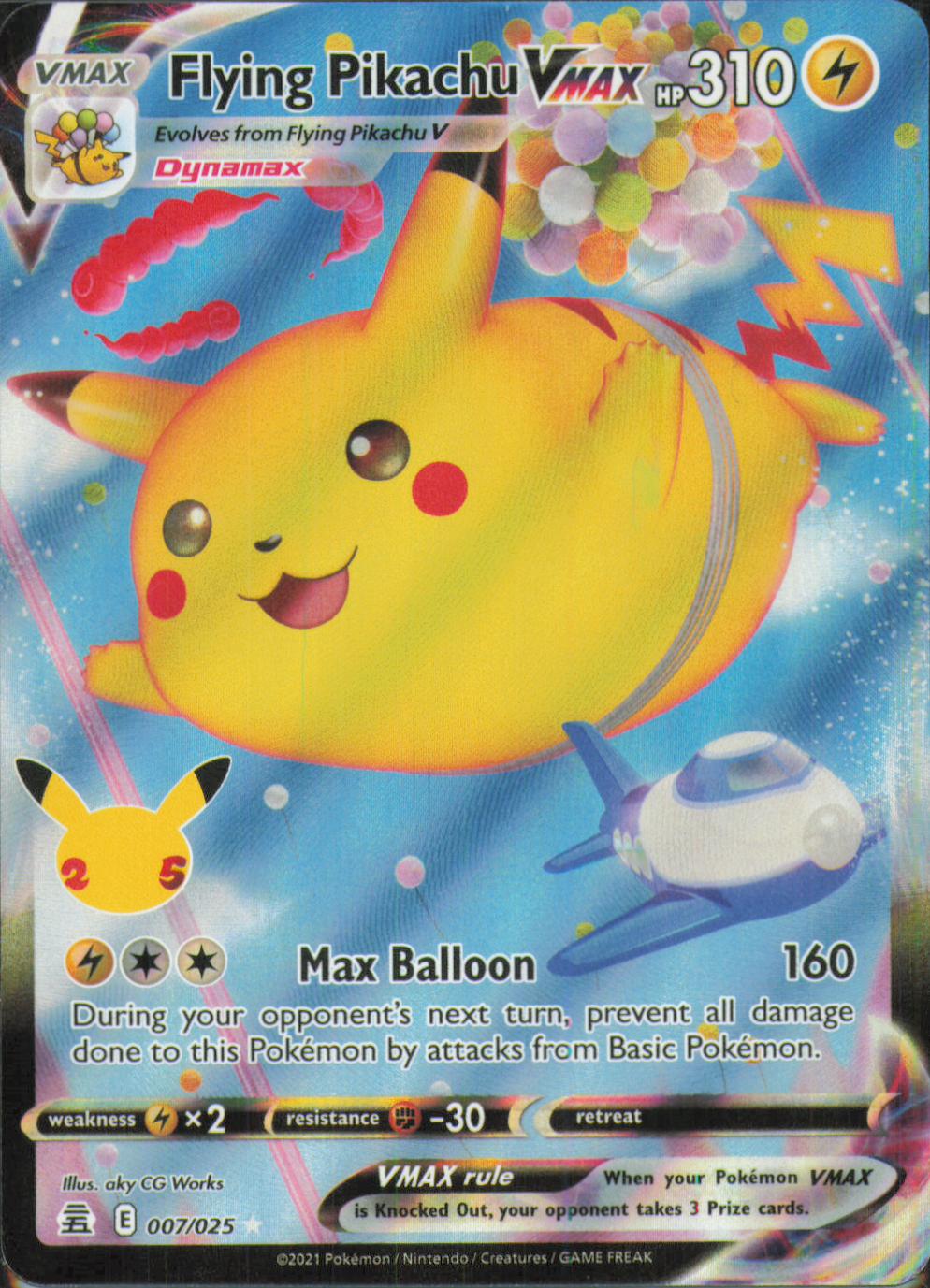Flying Pikachu VMAX Ultra Rare Celebrations 007/025 NM