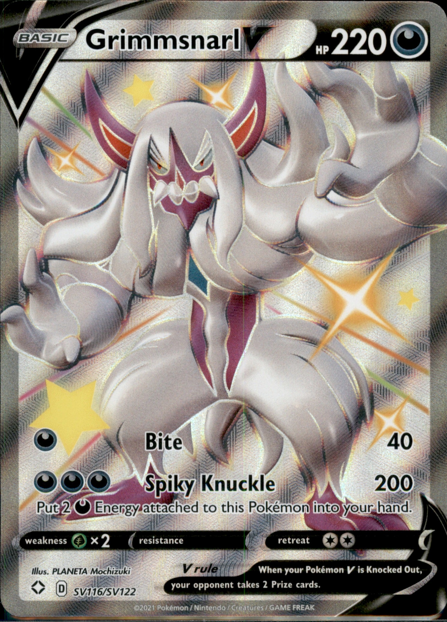 Grimmsnarl V Shiny Holo Rare Shining Fates: Shiny Vault SV116/SV122 NM