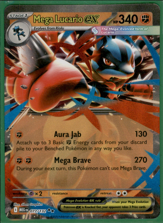Mega Lucario ex Double Rare ME01: Mega Evolution 077/132 NM