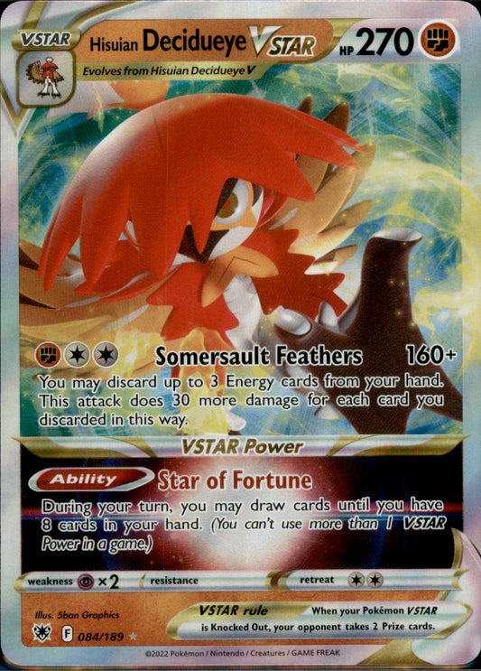 Hisuian Decidueye VSTAR Ultra Rare SWSH10: Astral Radiance 084/189 NM