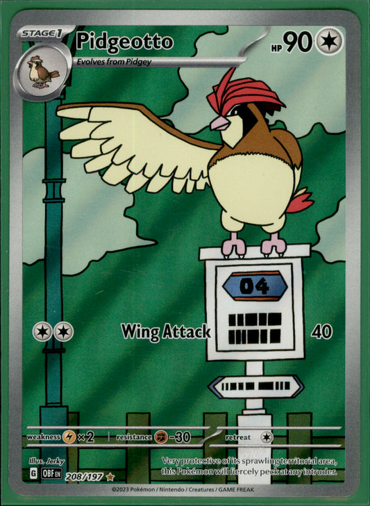 Pidgeotto Illustration Rare SV03: Obsidian Flames 208/197 NM