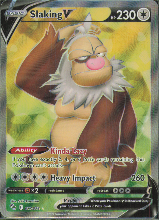 Slaking V (Full Art) Ultra Rare Pokemon GO 077/078 NM